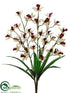 Silk Plants Direct Mini Cymbidium Orchid Bush - Cream Burgundy - Pack of 12