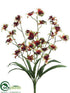 Silk Plants Direct Mini Cattleya Orchid Bush - Brick Burgundy - Pack of 12