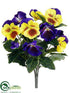 Silk Plants Direct Pansy Bush - Yellow Purple - Pack of 12