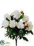 Silk Plants Direct Peony Bush - White - Pack of 6