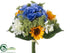 Silk Plants Direct Sunflower, Daisy, Hydrangea Bouquet - Yellow Blue - Pack of 6