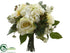 Silk Plants Direct Hydrangea, Rose, Lilac, Viburnum Berry Bridesmaid Bouquet - Cream Green - Pack of 4