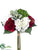 Hydrangea, Rose, Sedum Bouquet - Green Red - Pack of 12