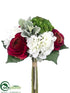 Silk Plants Direct Hydrangea, Rose, Sedum Bouquet - Green Red - Pack of 12