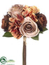 Silk Plants Direct Hydrangea, Rose Bouquet - Brown Orange - Pack of 12