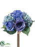 Silk Plants Direct Hydrangea, Rose, Sedum Bouquet - Blue Two Tone - Pack of 12