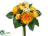 Silk Plants Direct Rose, Hydrangea Bouquet - Yellow Orange - Pack of 6