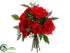 Silk Plants Direct Rose, Viburnum Berry Bouquet - Red - Pack of 6