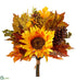 Silk Plants Direct Sunflower, Pine Cone, Berry Bouquet - Yellow Green - Pack of 6
