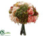 Silk Plants Direct Hydrangea, Rose, Sedum Bouquet - Pink Green - Pack of 6