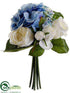 Silk Plants Direct Hydrangea, Rose Bouquet - Blue White - Pack of 6