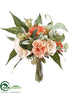 Silk Plants Direct Rose, Skimmia Bouquet - Peach Coral - Pack of 4
