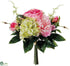 Silk Plants Direct Rose, Peony, Hydrangea Bouquet - Pink Green - Pack of 12