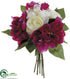 Silk Plants Direct Peony, Ranunculus Bouquet - Cream Fuchsia - Pack of 12