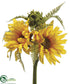 Silk Plants Direct Sunflower, Fern Bouquet - Yellow - Pack of 12