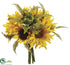 Silk Plants Direct Sunflower, Fern Bouquet - Yellow - Pack of 6