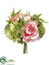 Silk Plants Direct Peony, Hydrangea, Sedum Bouquet - Green Pink - Pack of 6