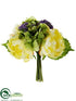 Silk Plants Direct Peony, Hydrangea Bouquet - Yellow Green - Pack of 12