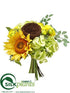Silk Plants Direct Sunflower, Hydrangea , Bird's Nest - Yellow Green - Pack of 4