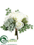 Silk Plants Direct Peony, Hydrangea, Succulent Bouquet - White Green - Pack of 4