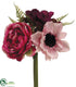 Silk Plants Direct Rose, Hydrangea, Anemone Bouquet - Pink Burgundy - Pack of 24