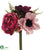 Rose, Hydrangea, Anemone Bouquet - Pink Burgundy - Pack of 24