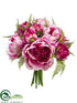 Silk Plants Direct Peony, Fern Bouquet - Purple Cream - Pack of 12