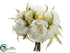 Silk Plants Direct Peony, Fern Bouquet - White - Pack of 12