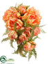 Silk Plants Direct Peony, Fern Cascade Bouquet - Peach - Pack of 6