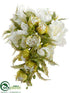 Silk Plants Direct Peony, Fern Cascade Bouquet - White - Pack of 6