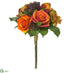 Silk Plants Direct Hydrangea, Rose, Sedum Bouquet - Orange Green - Pack of 6