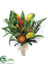 Silk Plants Direct Calla Lily, Protea Tropical Bouquet - Orange Green - Pack of 4