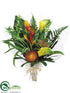 Silk Plants Direct Calla Lily, Protea Tropical Bouquet - Orange Green - Pack of 4