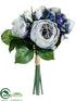 Silk Plants Direct English Rose, Hydrangea Bouquet - Purple Helio - Pack of 6
