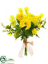 Silk Plants Direct Ranunculus, Tulip, Sweet Pea Bouquet - Yellow - Pack of 6
