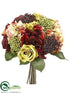 Silk Plants Direct Hydrangea, Rose, Sedum Bouquet - Burgundy Green - Pack of 4