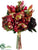 Hydrangea, Protea, Sedum, Preserved Solidago Bouquet - Burgundy Two Tone - Pack of 6
