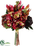 Silk Plants Direct Hydrangea, Protea, Sedum, Preserved Solidago Bouquet - Burgundy Two Tone - Pack of 6