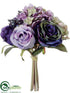 Silk Plants Direct Hydrangea, Rose Bouquet - Violet Blue - Pack of 6