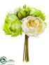 Silk Plants Direct Peony Bouquet - Green Cream - Pack of 12