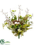 Silk Plants Direct Berry, Fern, Bird's Nest Bouquet - White Green - Pack of 4