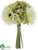 Rose, Hydrangea, Gerbera Daisy Bouquet - Green - Pack of 12