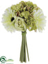 Silk Plants Direct Rose, Hydrangea, Gerbera Daisy Bouquet - Green - Pack of 12