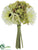 Rose, Hydrangea, Gerbera Daisy Bouquet - Green - Pack of 12