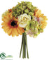 Silk Plants Direct Rose, Hydrangea, Gerbera Daisy Bouquet - Orange - Pack of 12