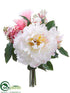 Silk Plants Direct Peony, Lilac Bouquet - Pink Cream - Pack of 6