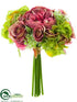 Silk Plants Direct Hydrangea, Rose Bouquet - Mauve Green - Pack of 12
