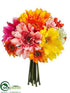 Silk Plants Direct Gerbera Daisy Bouquet - Pink Yellow - Pack of 6