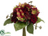 Silk Plants Direct Rose, Hydrangea Bouquet - Burgundy Green - Pack of 6