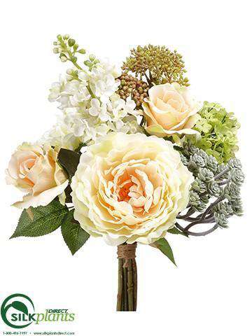 peony and succulent bouquet Rose, Peony, Dahlia , Succulent Bouquet - Peach Green - Pack of 6 -  (CRG/EP-473QBFS)